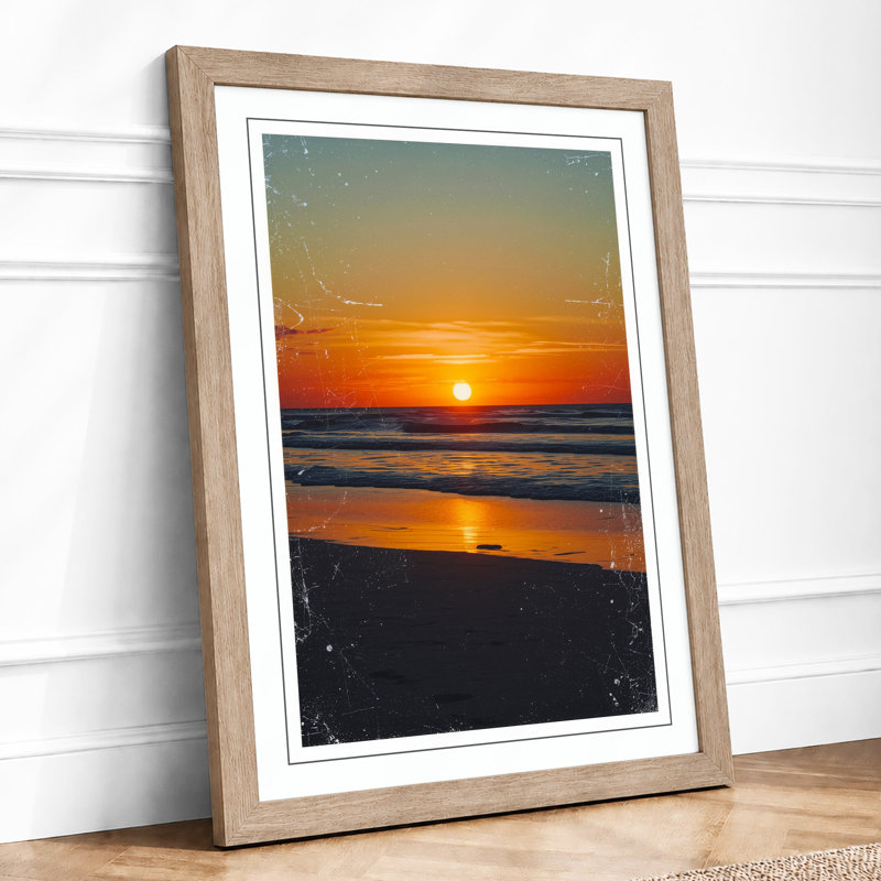 Sunset Over Water Coastal - Print, Oak, A4 - 29.7 x 21.0 cm