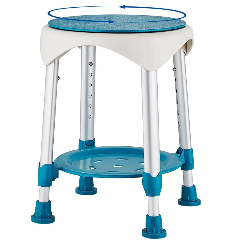 360° Shower Chair Shower Bench 11.6"x21" 6-Hight Adjustable with Shelf for Bathroom and Spa