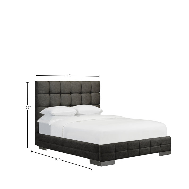 Lit plateforme tapissier Stollings, Double, Similicuir - pierre
