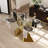 Ameriya Glass Top Metal Base Dining Table