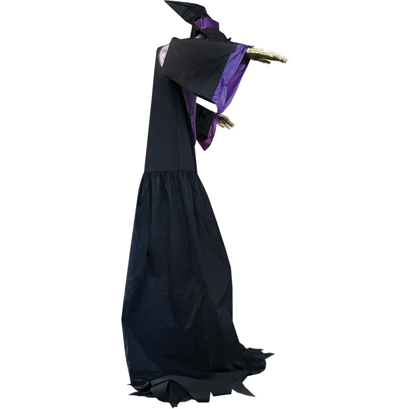 Life-Size Green and Black Polyester Animated Witch Statue