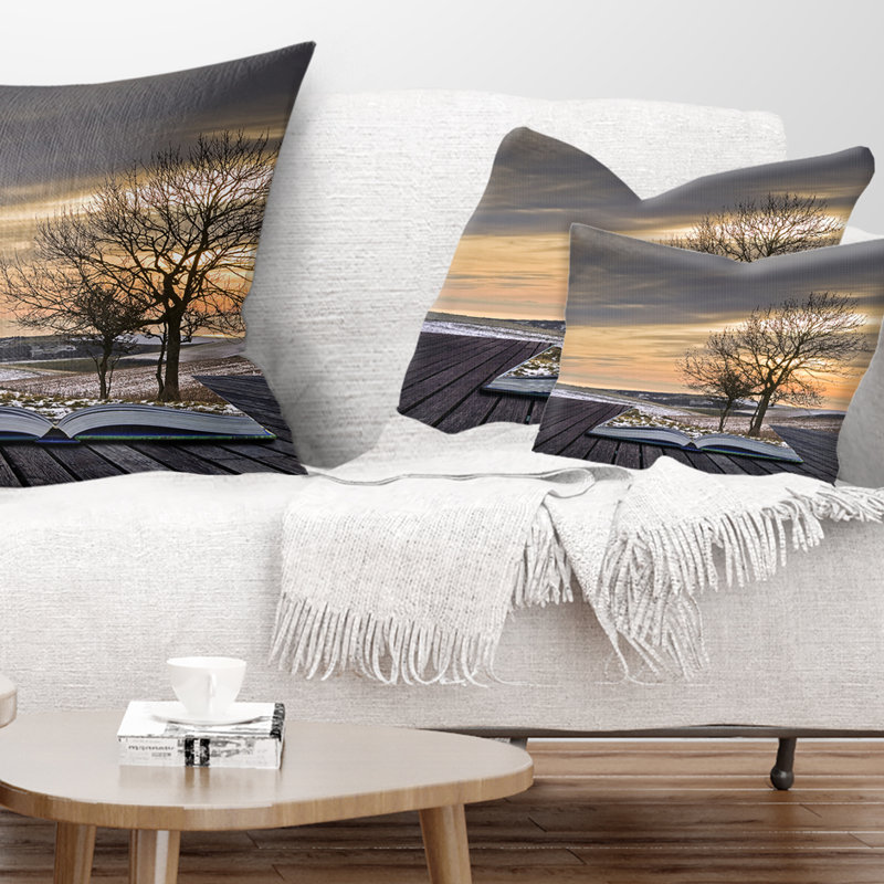 Hiver qui sort des pages - Coussin imprimé paysage, 12 po x 20 po, Rectangulaire