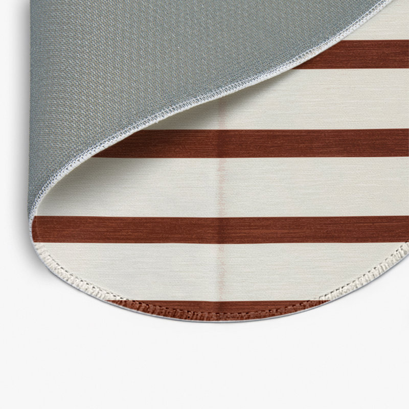HorizontalStripes Beige Indoor and Outdoor Area Rug, Round 5'