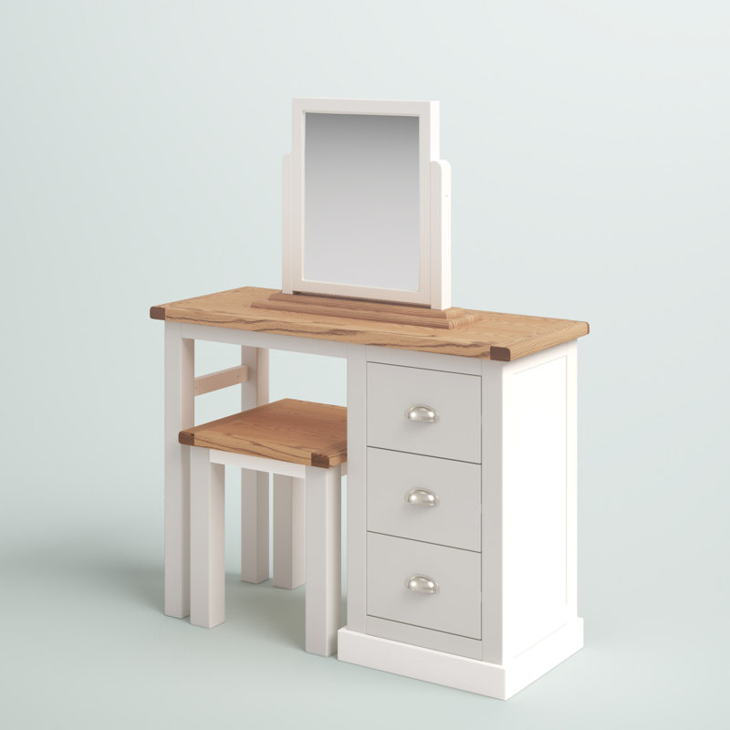 Asher Dressing Table with Mirror, Off White