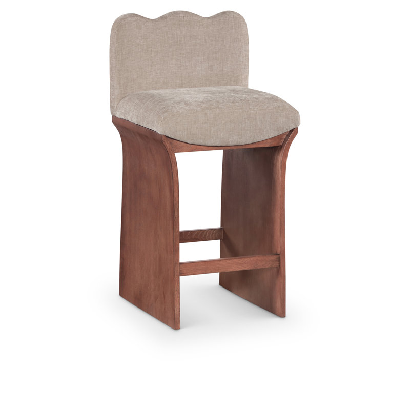 Shaw Cassady Chenille Fabric Upholstered Counter Stool, Beige Chenille Fabric, Brown