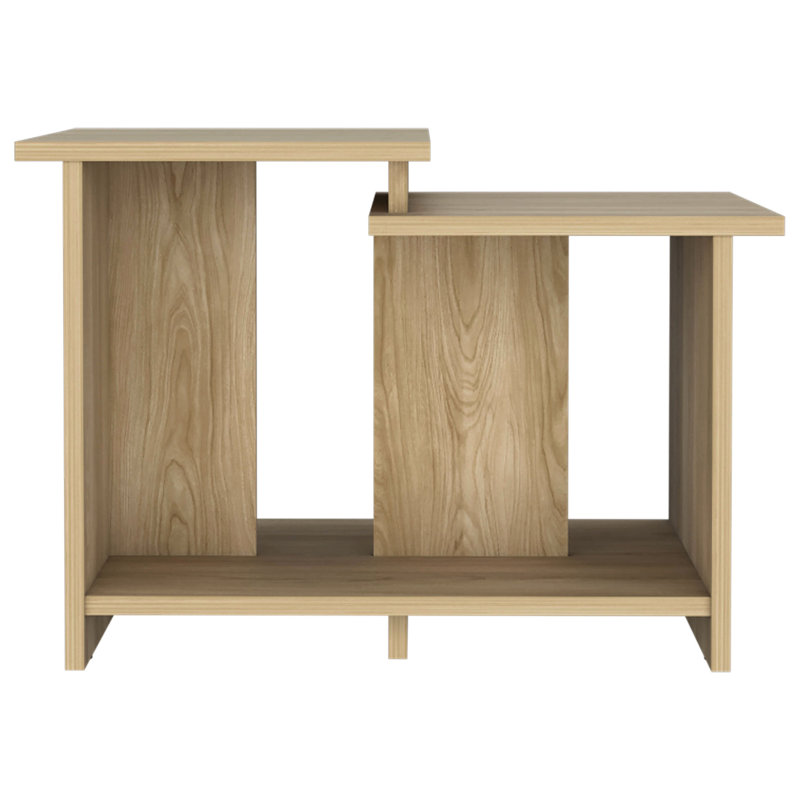 Table basse élégante en chêne avec tablette ouverte, H 17,43 po x L 24,3 po x l 17,32 po, Chêne