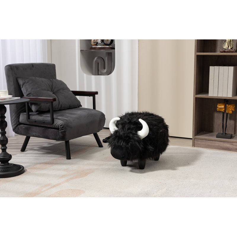 Pioche Upholstered Ottoman, Black
