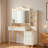 Foldable Three-Sided Mirror Storage Vanity Desk With Lights And USB Power Strip
