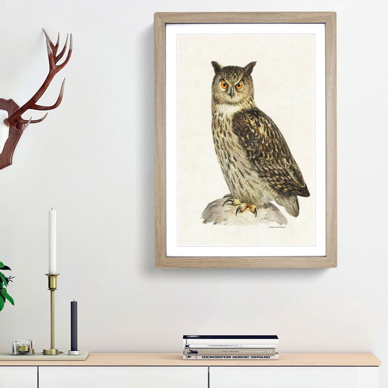Eurasian Eagle-Owl by Von Wright - Picture Frame Painting Print, 36cm H x 27cm W x 2cm D, Oak Framed