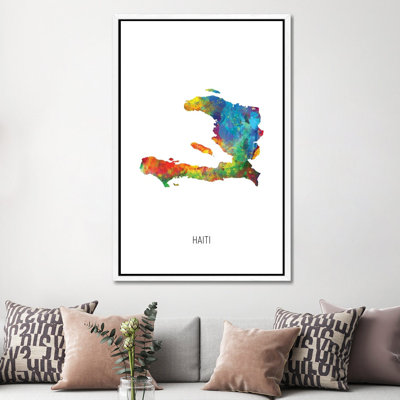 Haiti Map by Michael Tompsett - Print on Canvas