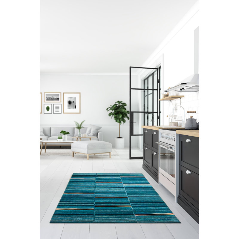 Kilim turquoise Chambéry 4 pi 11 po x 7 pi 8 po
