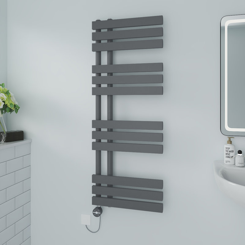 Caihla Designer Towel Rail Heated Towel Rails, Anthracite, 120cm H x 45cm W x 7.35cm D