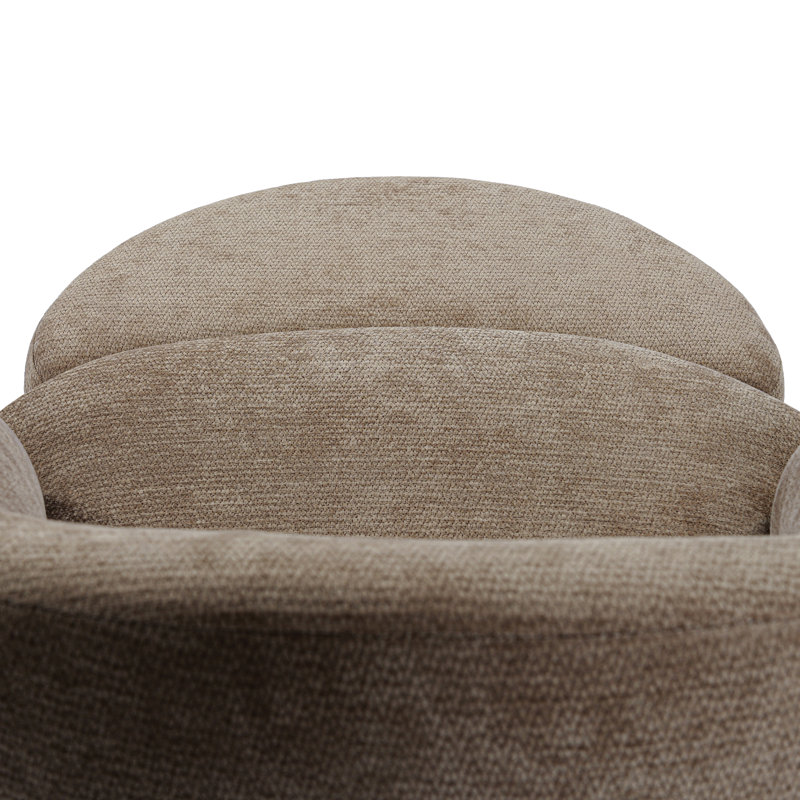 Fauteuil lounge tonneau en chenille haut de gamme avec repose-pieds de rangement, Brown