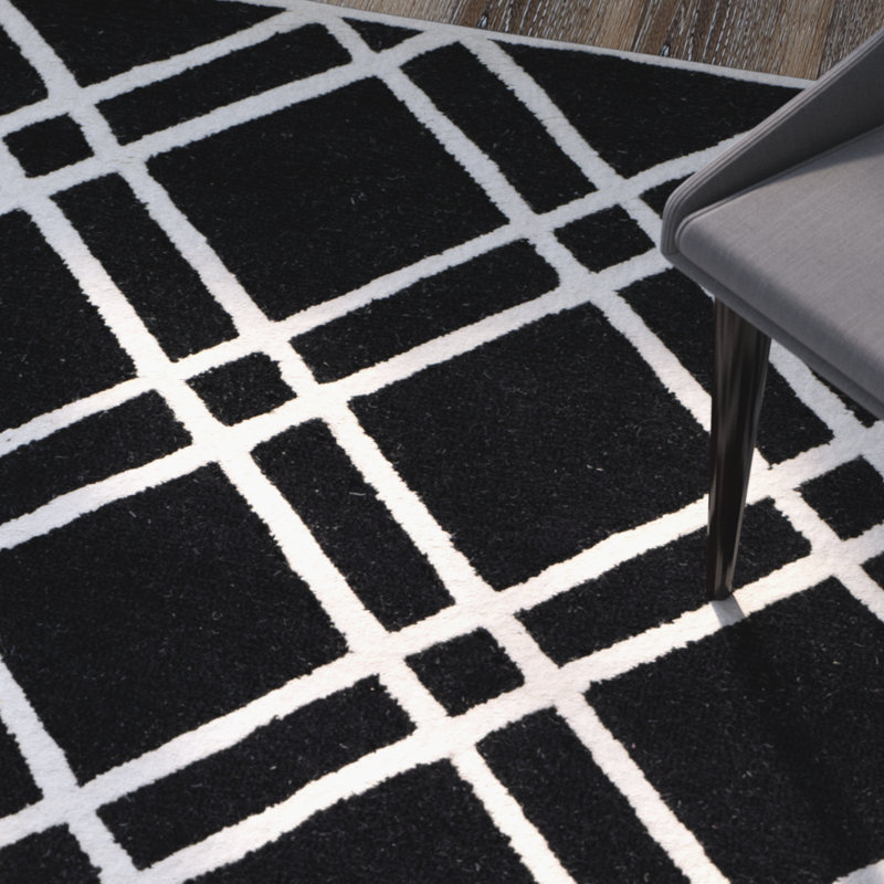 Rossmoor Geometric Wool Hand Woven Area Rug, Rectangle 152 x 244 cm