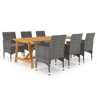 Grand ensemble de salle à manger ergonomique en bois d'acacia massif