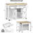 47.2" Kitchen Island With 13.8" Back Extendable Table, Rubber Wood Veneer, Internal Storage, Built - In Power Station-2087997407