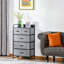 Armoire, tissu en bois, rangement de tiroir, commode à 5 tiroirs, commode à 4 niveaux pour entrée de chambre à coucher, unité de tour avec plateau en bois