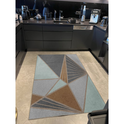 Multi-Colored Mixed Geometric Triangle Shape Patterned Creative Modern Decorative Rug