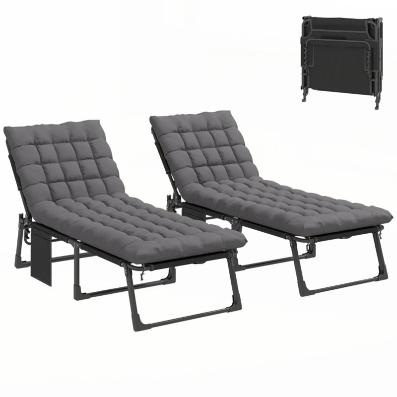 Cozy Recliner Chair,Outdoor Lounge Chair, Dark Gray, 2