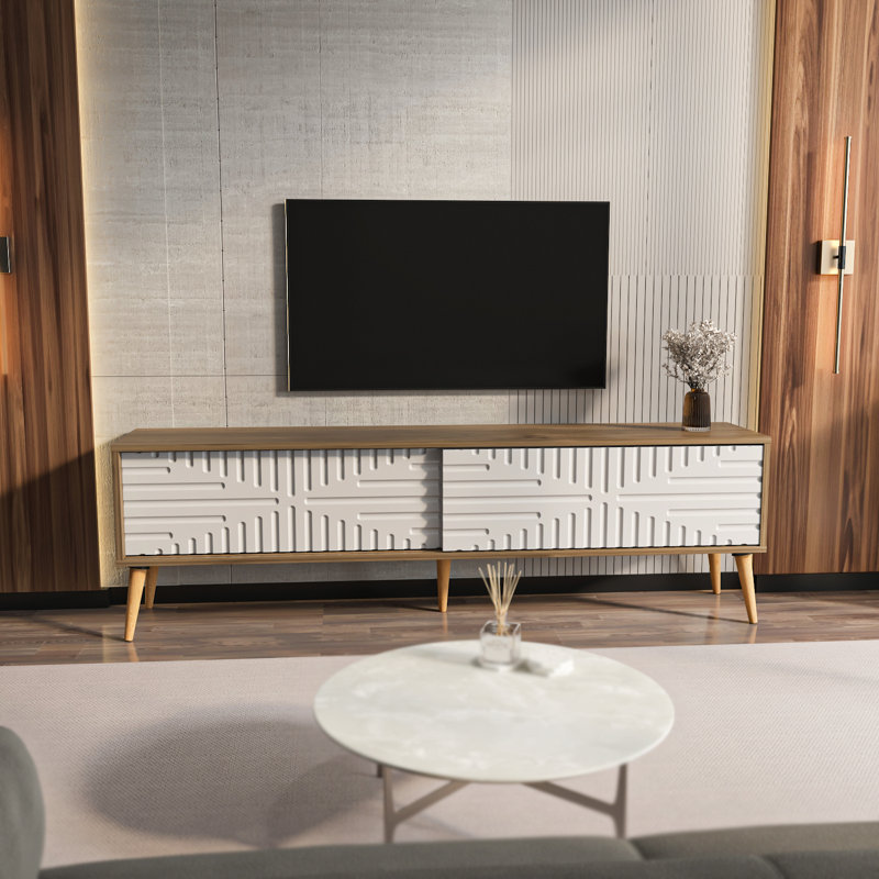 Willington TV Stand for TVs up to 65", Walnut/White