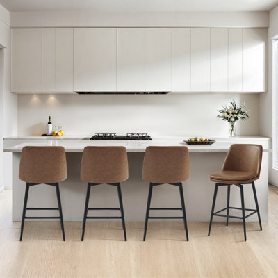 Betzalel Swivel Upholstered Counter Stool with Metal Frame