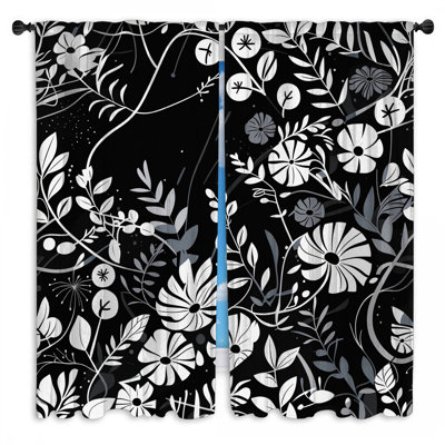 Motif de rideaux de fenêtre à motif floral transparent et obscurcissant - 2 panneaux