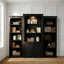 Bibliothèque de 78,75 po de hauteur, 3 pièces, vitrine avec plafonnier à DEL réglable 5 couleurs, bibliothèques de style rétro avec tablettes en verre trempé
