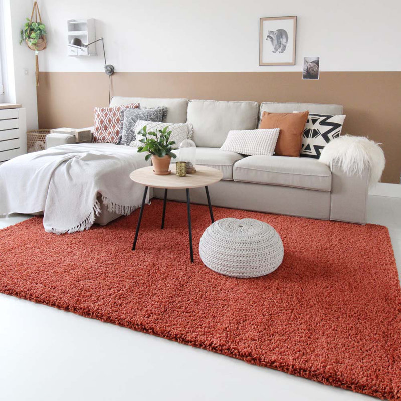 Aloysia High Pile Shaggy Terracotta Rug, Rectangle 300 x 400cm