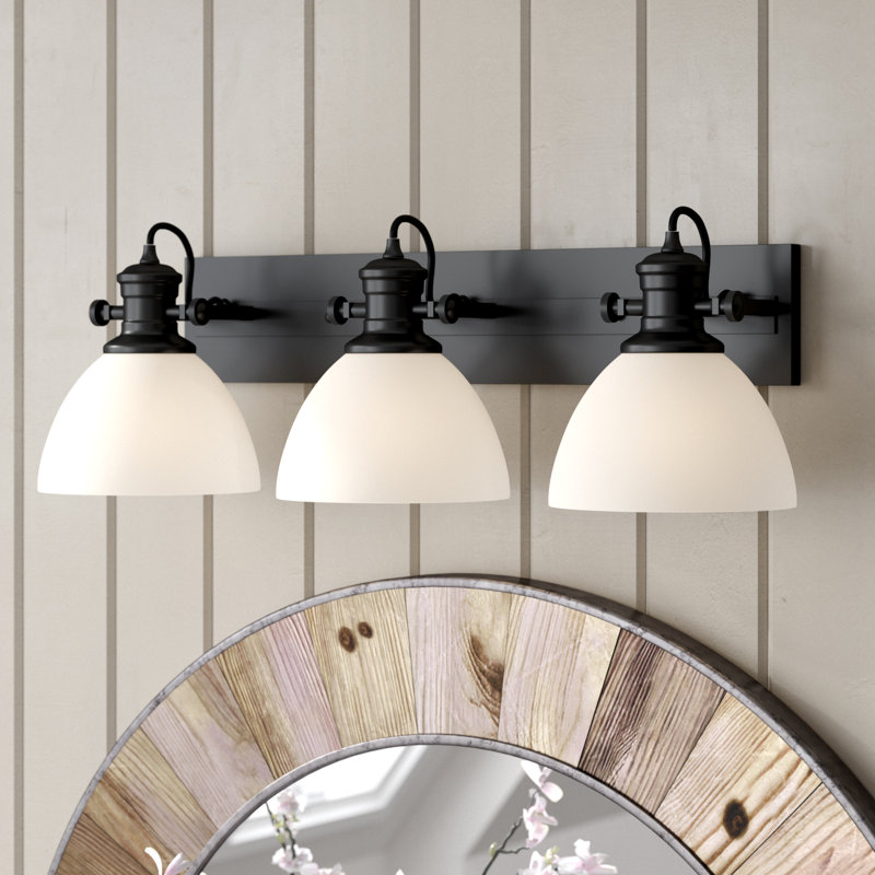 Éclairage pour salle de bain à 3 lumières à intensité variable Bales, Chrome, Verre opale