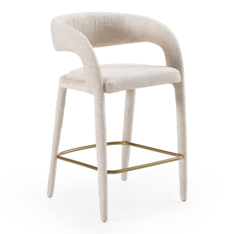 Arshaluys Upholstered Counter Stool, Light Gray