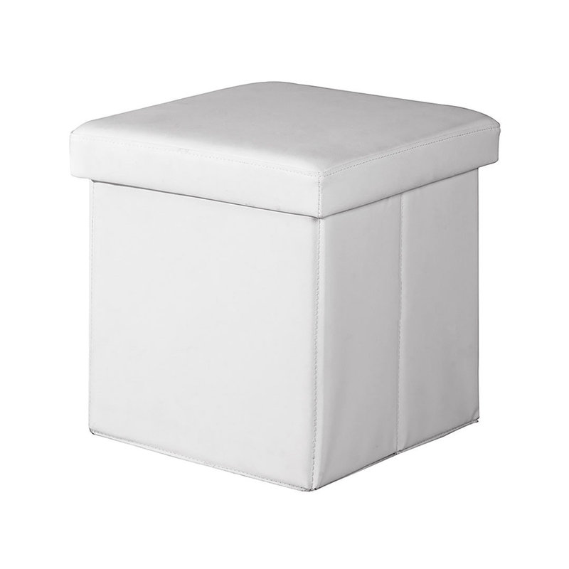 Gladdie Faux Leather Ottoman, White Faux Leather