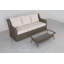 Ensemble de canapé d'extérieur en rotin gris clair 2 pièces avec table basse Camil - Mobilier de patio résistant aux intempéries avec coussins blancs-130890988