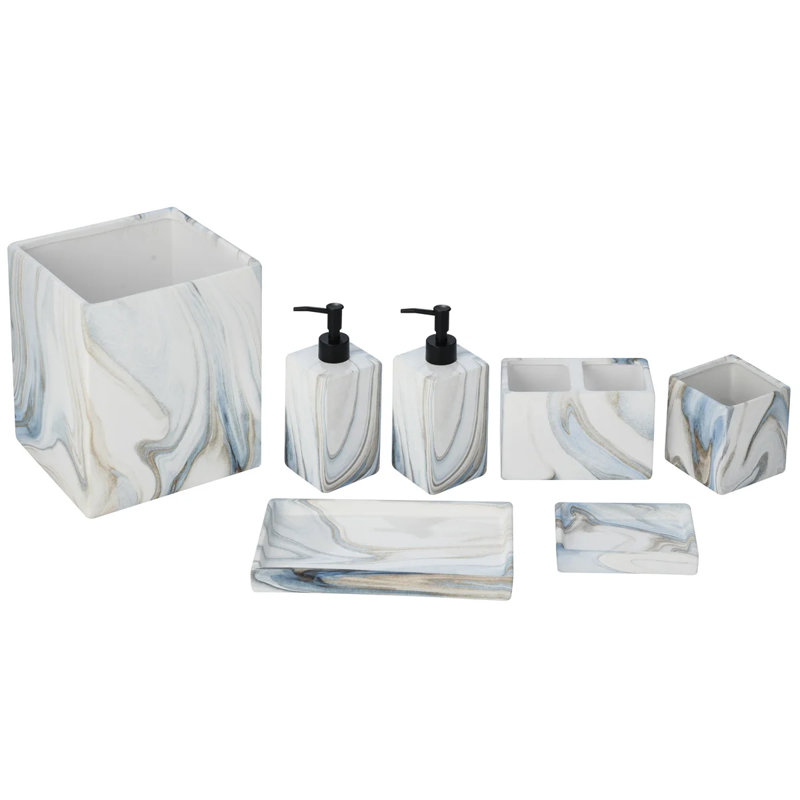 7pc Resin Bathroom Accessories Set
