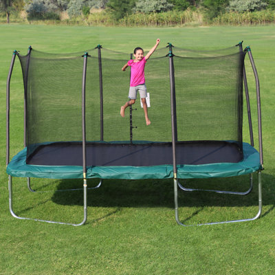 Skywalker Trampolines 14ft x 8ft Rectangle Trampoline with Enclosure – Green