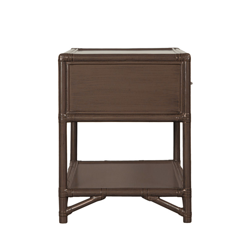 Olivia Collection 1 - Drawer Rattan Nightstand, Cocoa