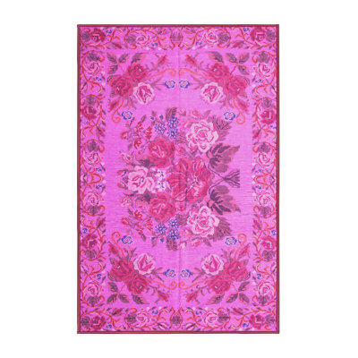 Tapis rose tissé à la machine KPRAS