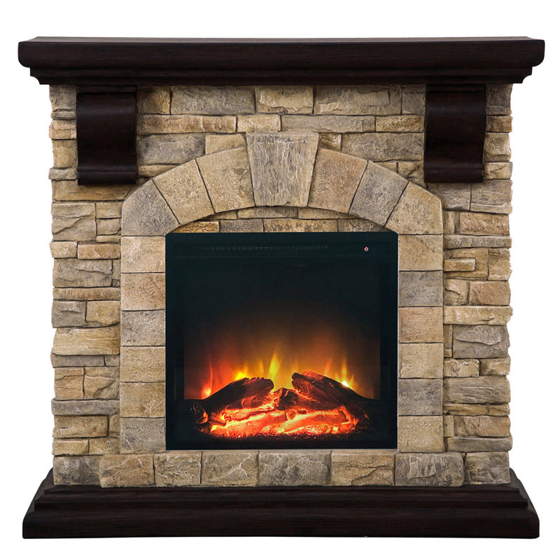 Seaton 40'' W Electric Fireplace, Brown