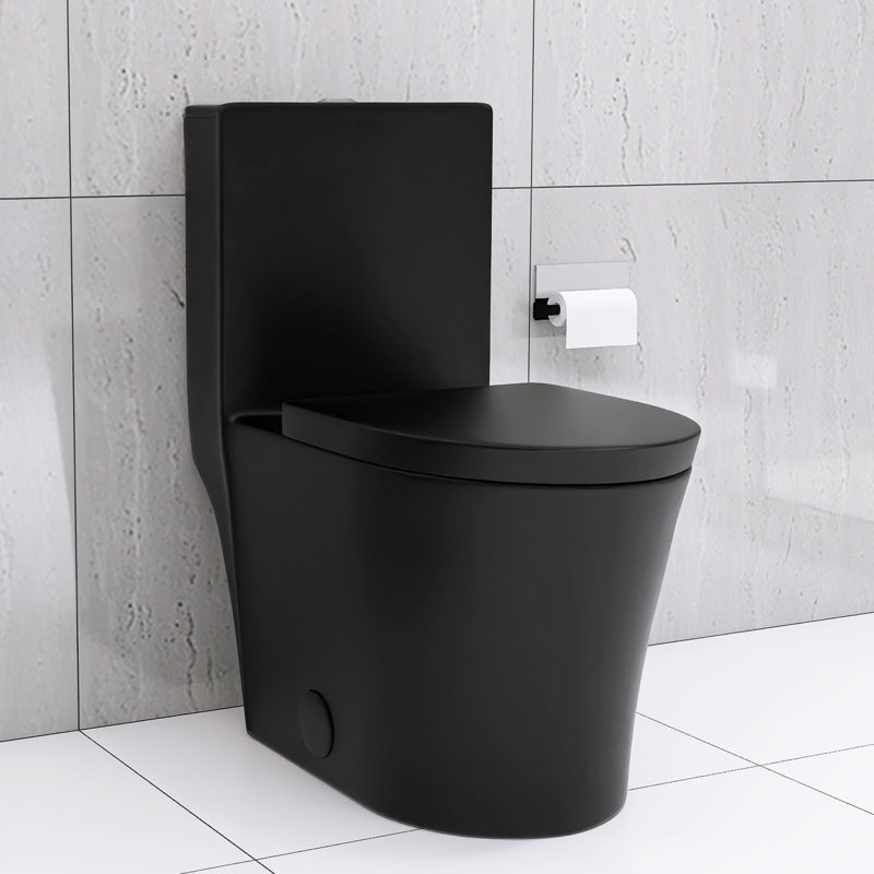 Dual Flush Matte Black Toilet, 1.1/1.6 , 1000G Map Score For Superior Flushing Modern Flush, Energy Option, Black