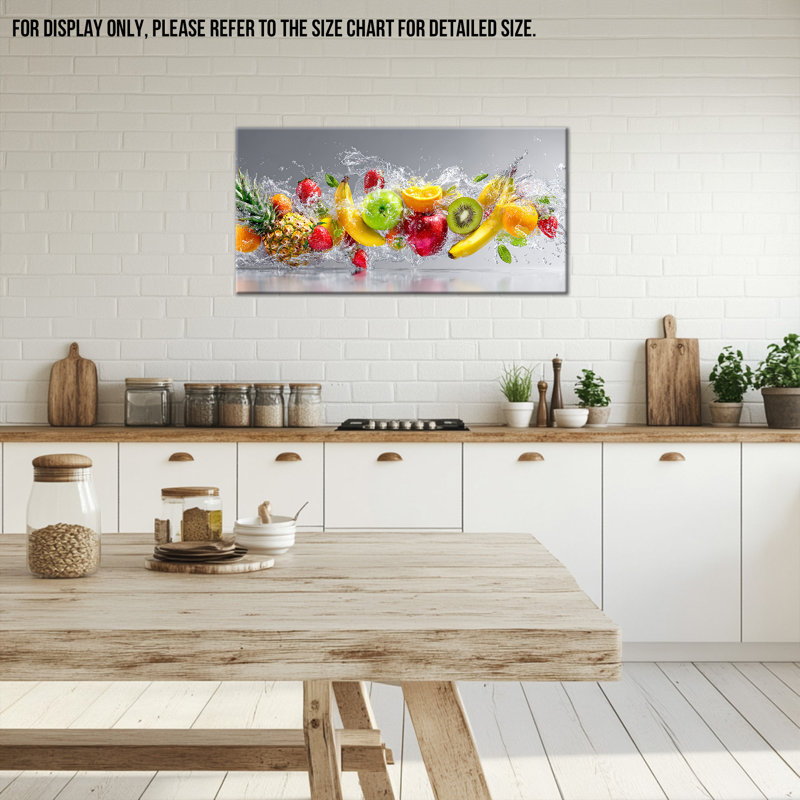 Grand Duran - impressions sur toile de fruits vibrants pour la cuisine, décoration murale, œuvre d'art colorée pour la salle à manger, cadre en pin sur toile tendue, 24 po x 48 po