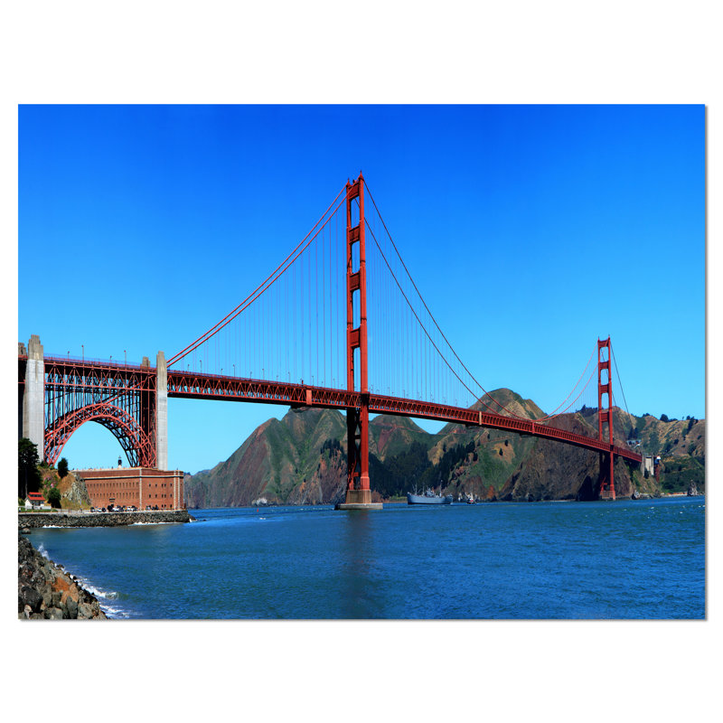 "golden gate bridge" sous blue sky cityscape, reproduction de photo sur toile tendue, H 20 po x l 20 po x P 1 po