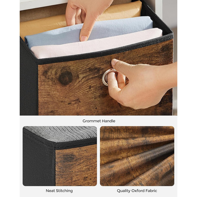 Foldable Fabric Storage Cubes With Handles Rustic Brown