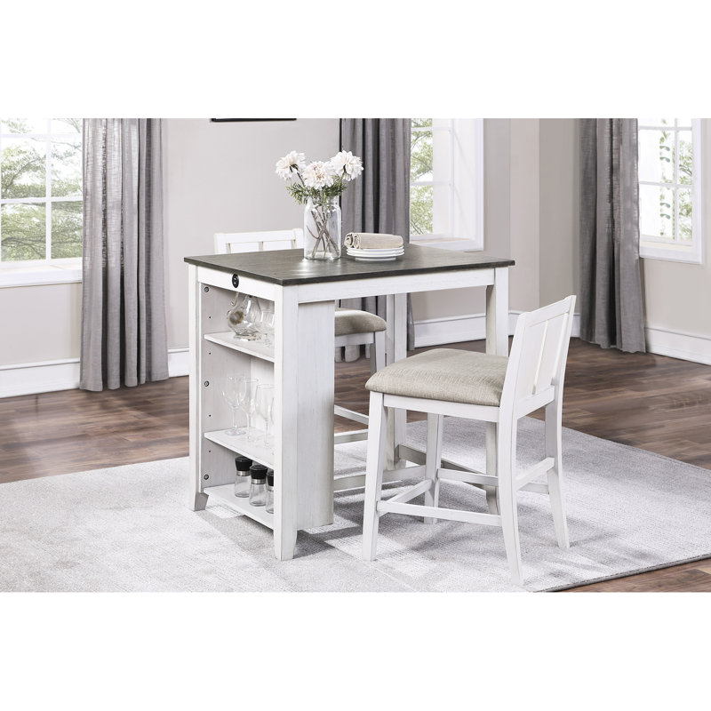 Table et chaise à hauteur de comptoir 2 tons avec revêtement en tissu gris