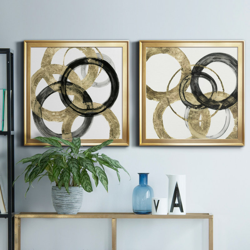Ring I - 2 pièces, reproduction sur toile encadrée, Or, H 26,5 po x l 53 po x P 1,5 po