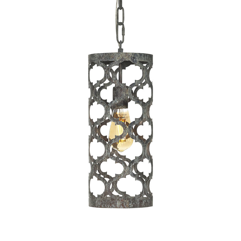 Quatrefoil 1 - Light Lantern Cylinder Pendant, Deep Ocean