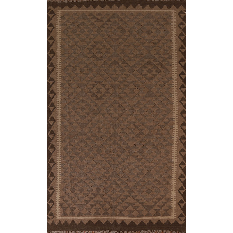 Tapis géométrique en laine Kilim 5 x 8