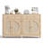 Rattan Sideboard Buffet Cabinet, Coffee Bar Cabinet with Adjustable Storage Shelves and Drawers for Dining Room or Living Room, Natural Oak (Set of 2)