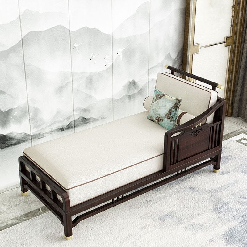Chaise longue blanche en bois massif de style chinois de 70,87 po