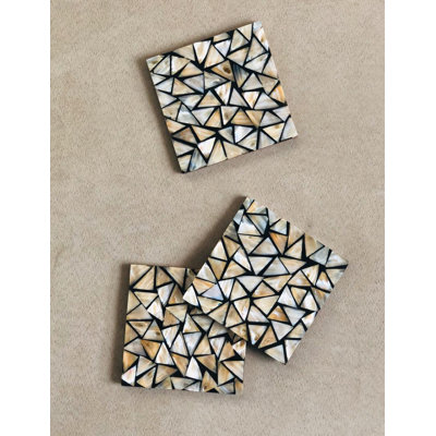 Stoneware Square 4 Piece Coaster Set