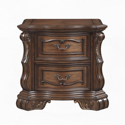 Ensemble de 2 tables de chevet en bois d'ingénierie brun traditionnel