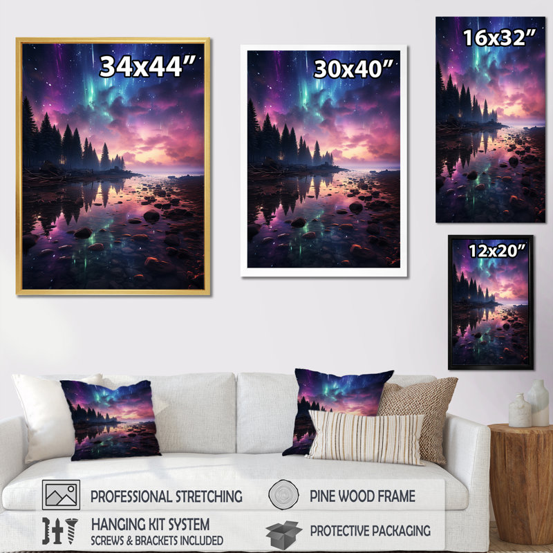 Ayusha Aurora Borealis Dancing Lights VII, reproduction d'art sur toile, H 40 po x l 30 po x P 1,5 po, Cadre flottant noir